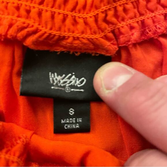 Massimo tomato red elastic waist pleated skirt size small S B8 - Picture 2 of 4